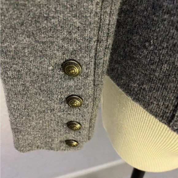 Brooks Brothers grey wool cardigan sweater brass buttons  size M - Picture 4 of 7
